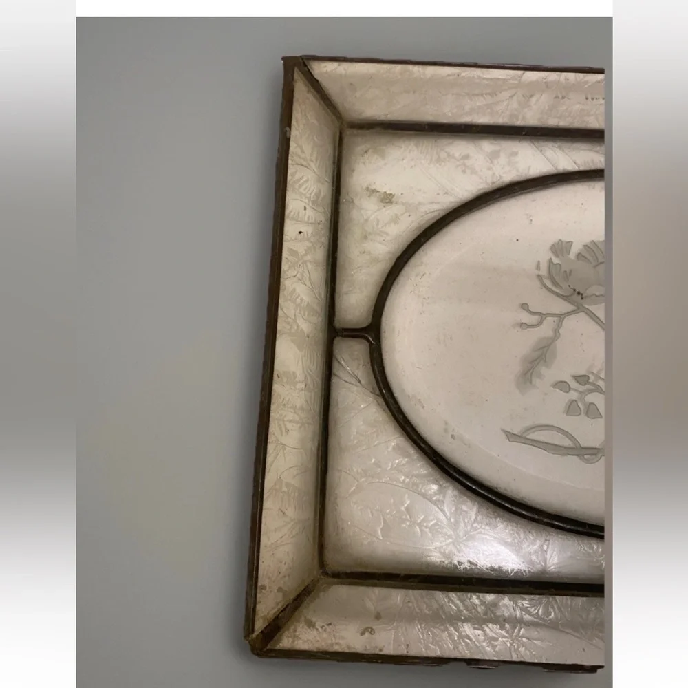 1930s Art Deco Glass Vanity Jewelry Tray Bird Motif Architectural Salvage Decor